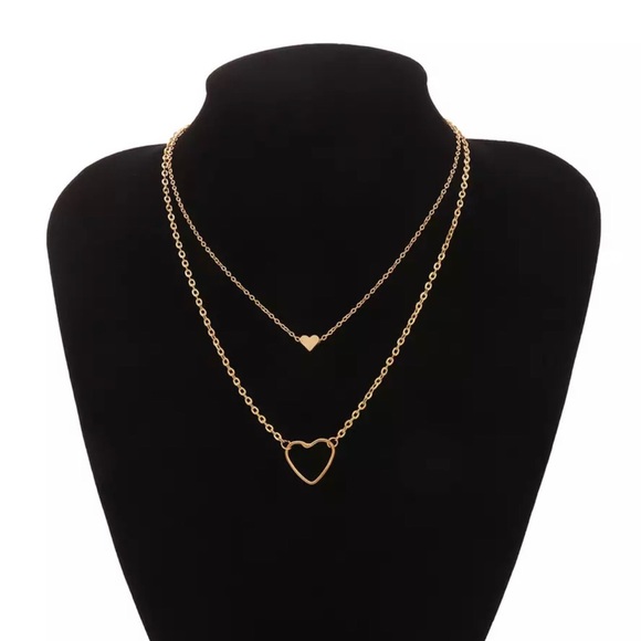3/$30 Double Heart Layered Chain Necklace - Picture 3 of 6